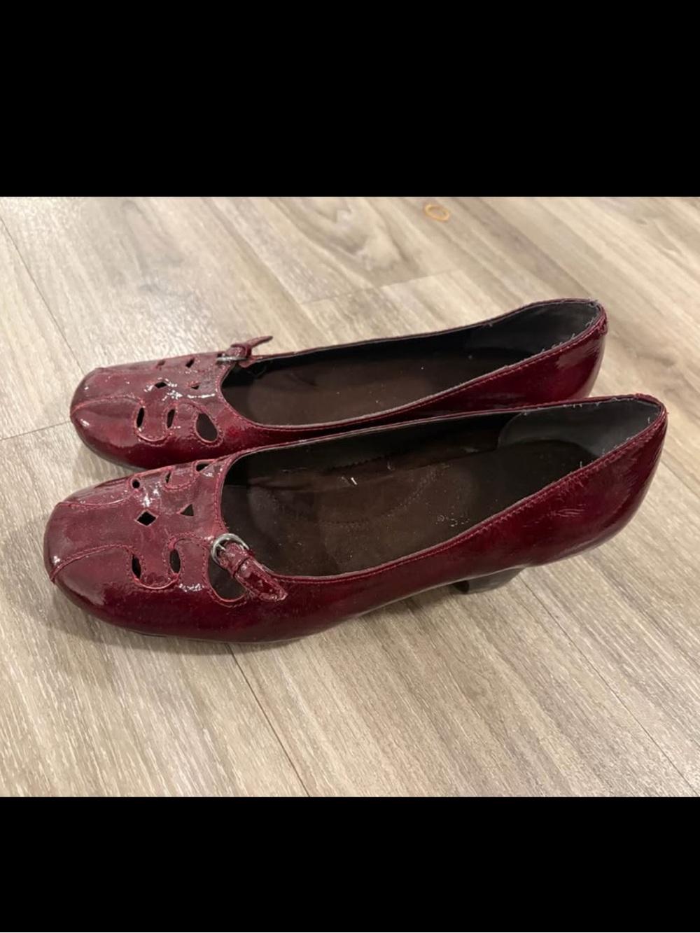 Women’s Burgundy Patent Leather Cutout Flats